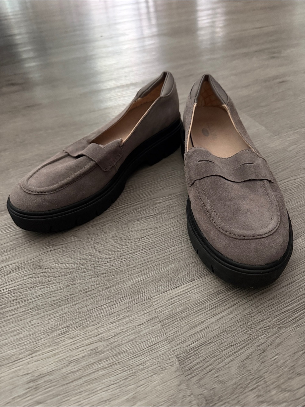 Dr Scholl's Women's Taupe Suede Chunky Loafers Sz 10 Y2K  NWOT